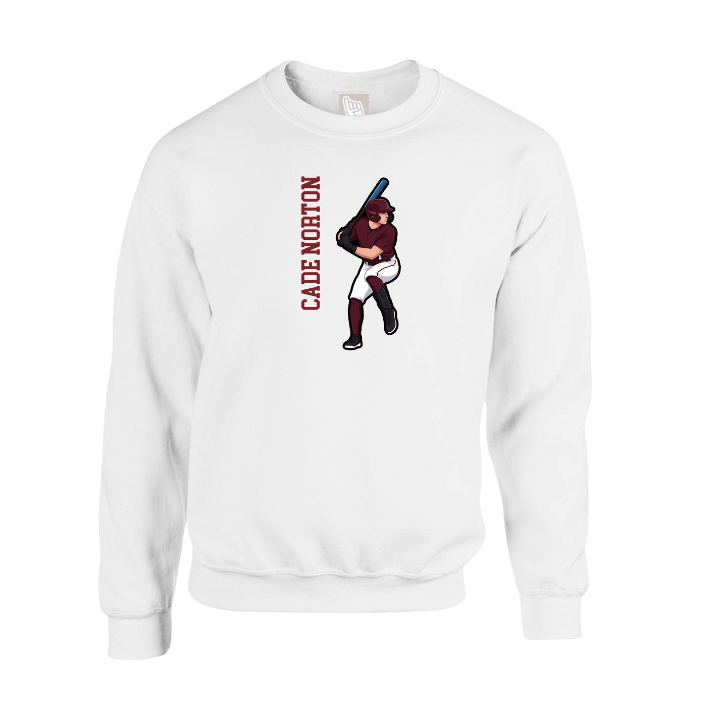 Fleece Crew — Name Vertical in White