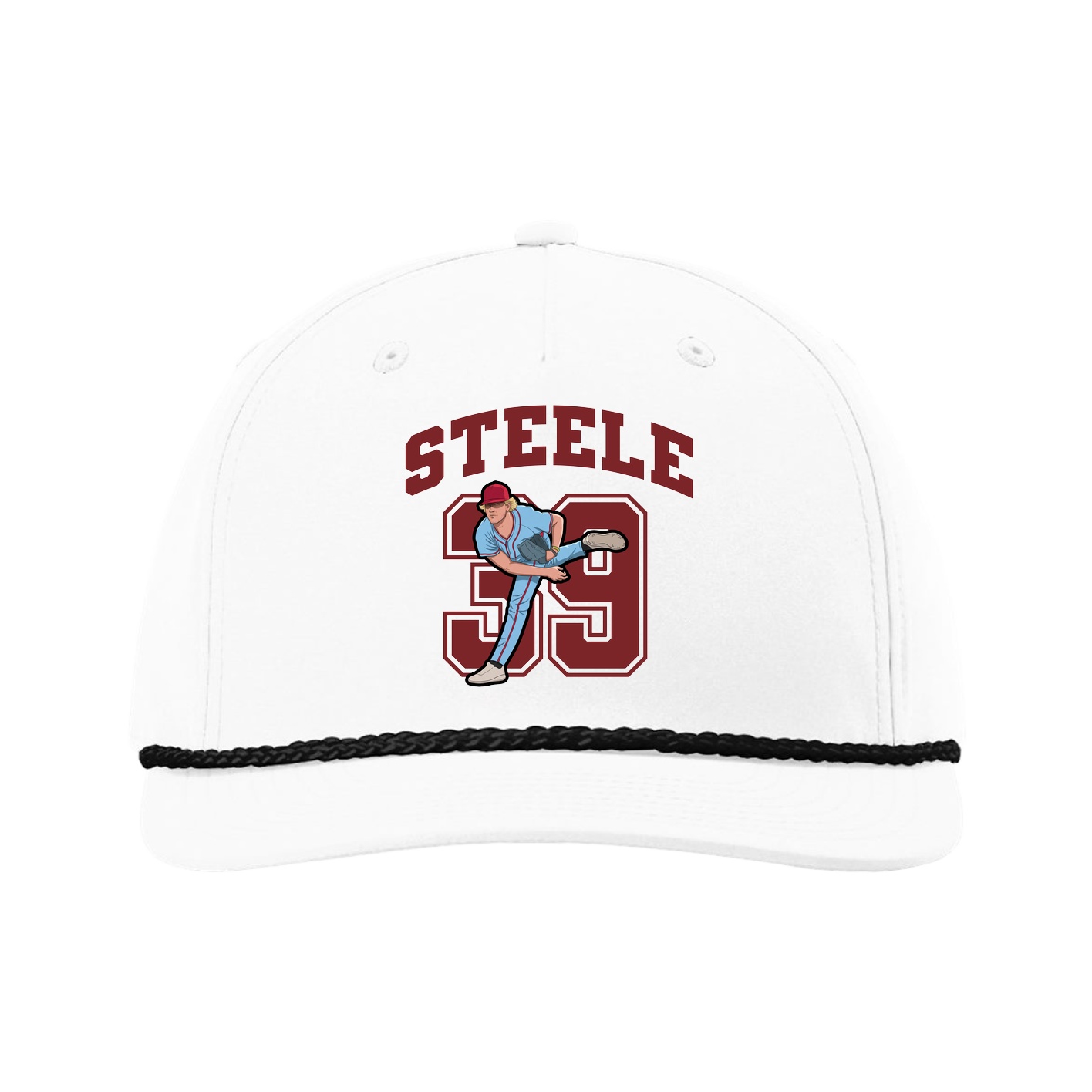Five-Panel Classic Rope Cap — Number in White