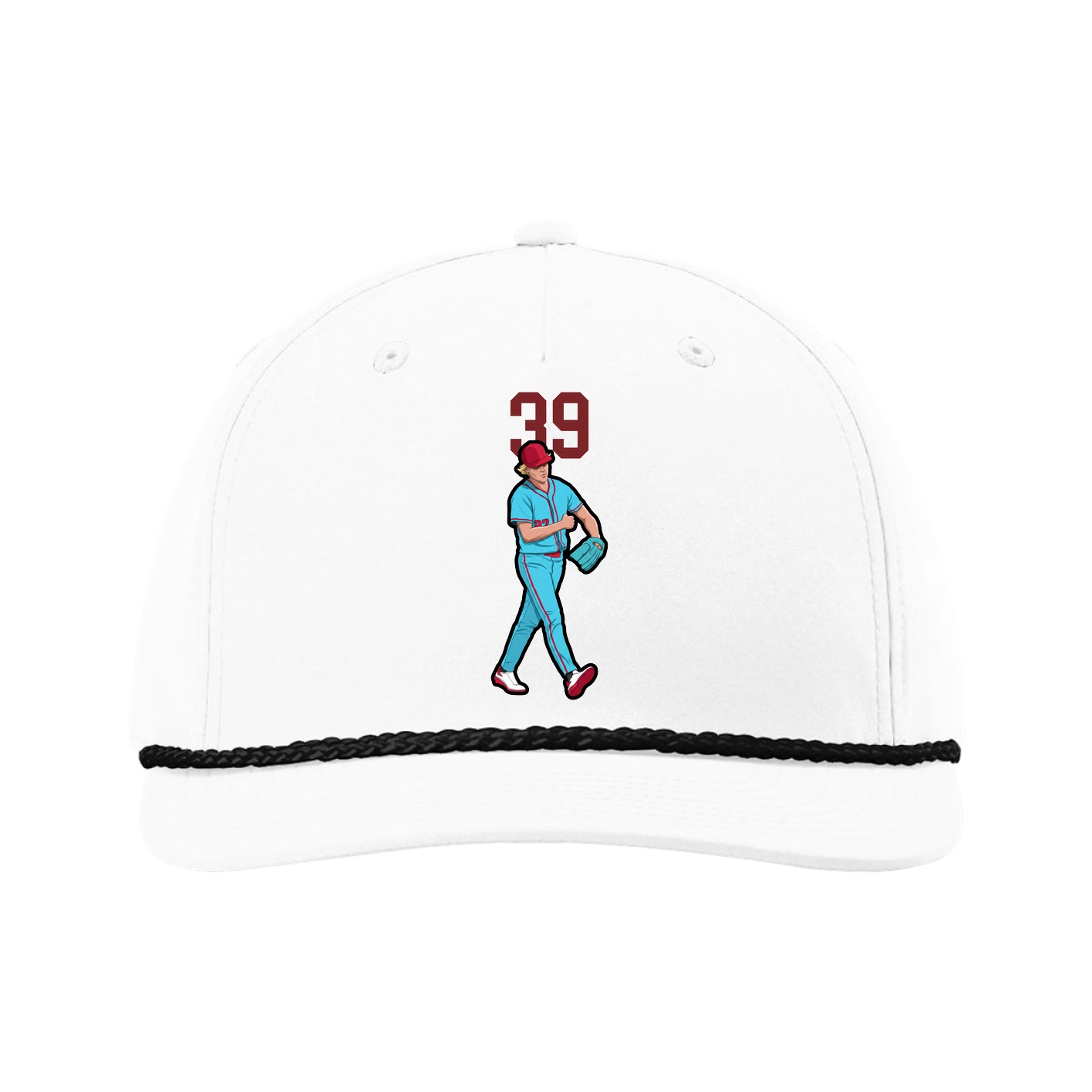 Five-Panel Classic Rope Cap — Number Top in White