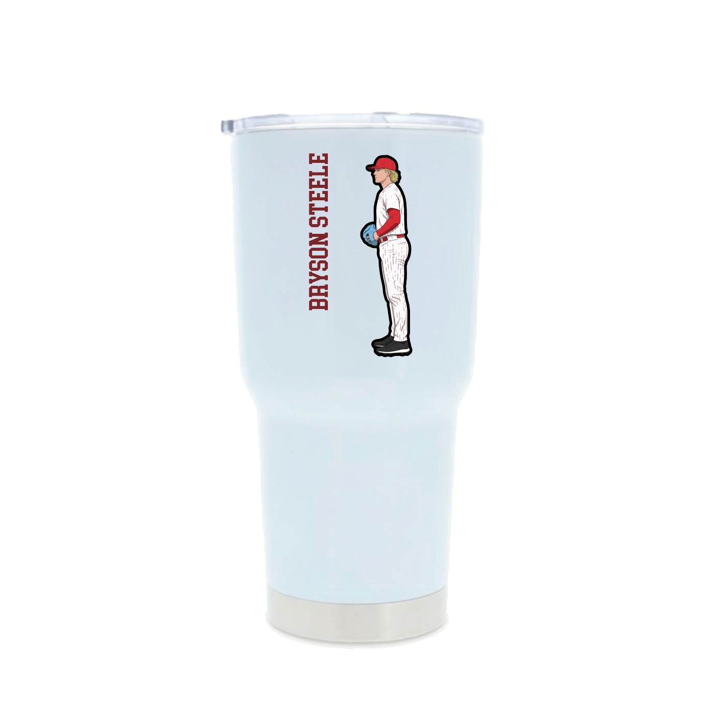 30oz Stainless Steel Tumbler — Name Vertical in White