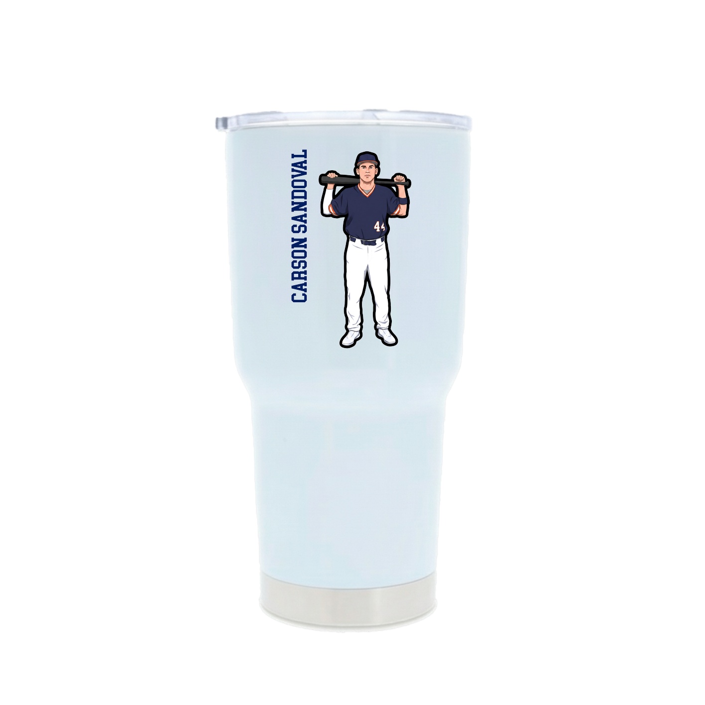 30oz Stainless Steel Tumbler — Name Vertical in White