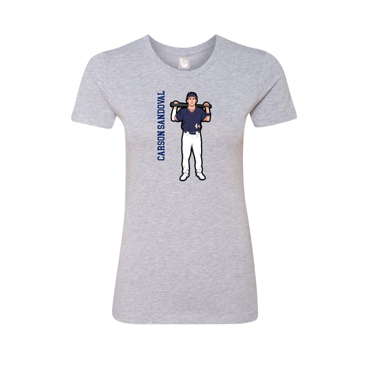 Fitted Women's Tee — Name Vertical in Grey