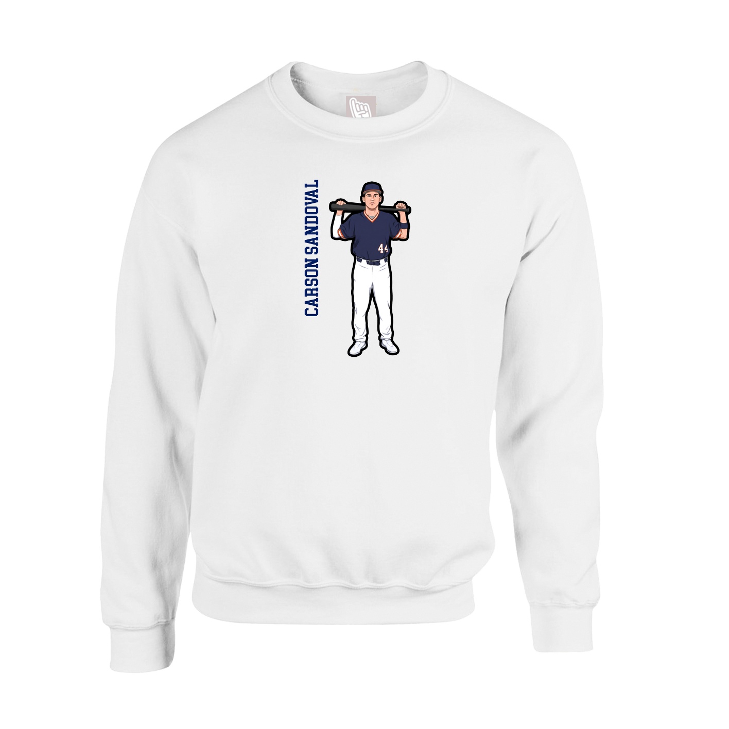Fleece Crew — Name Vertical in White
