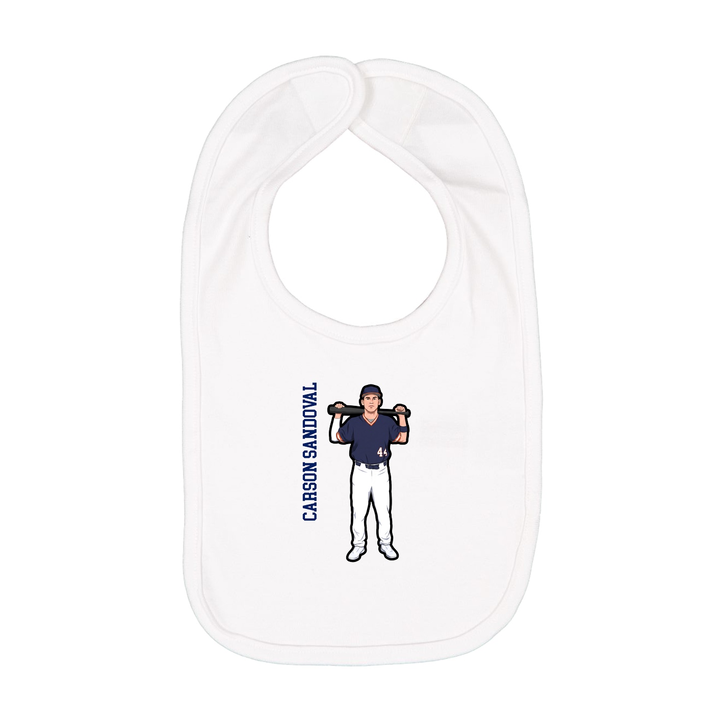 Infant Bib — Name Vertical in White
