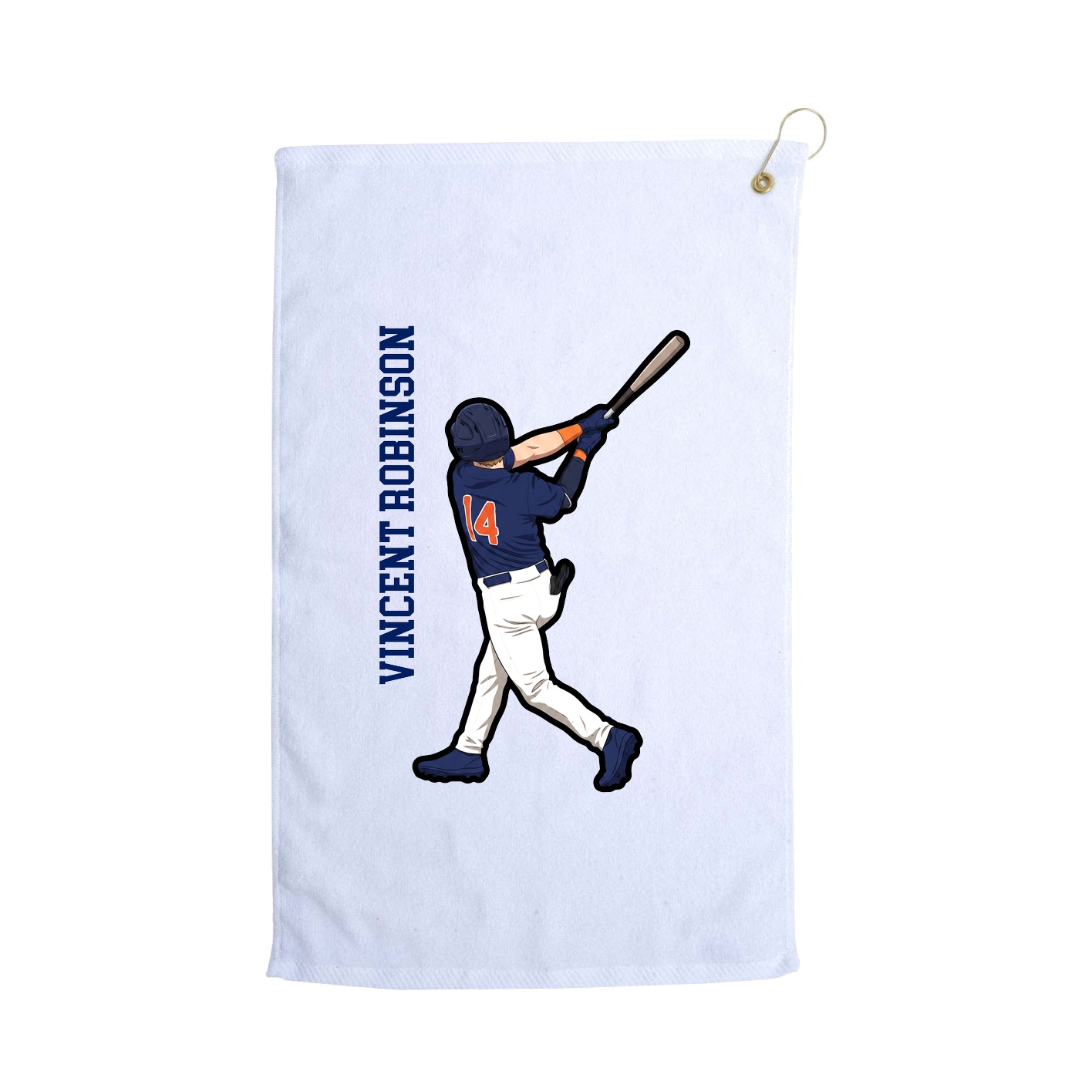 Golf Towel — Name Vertical in White