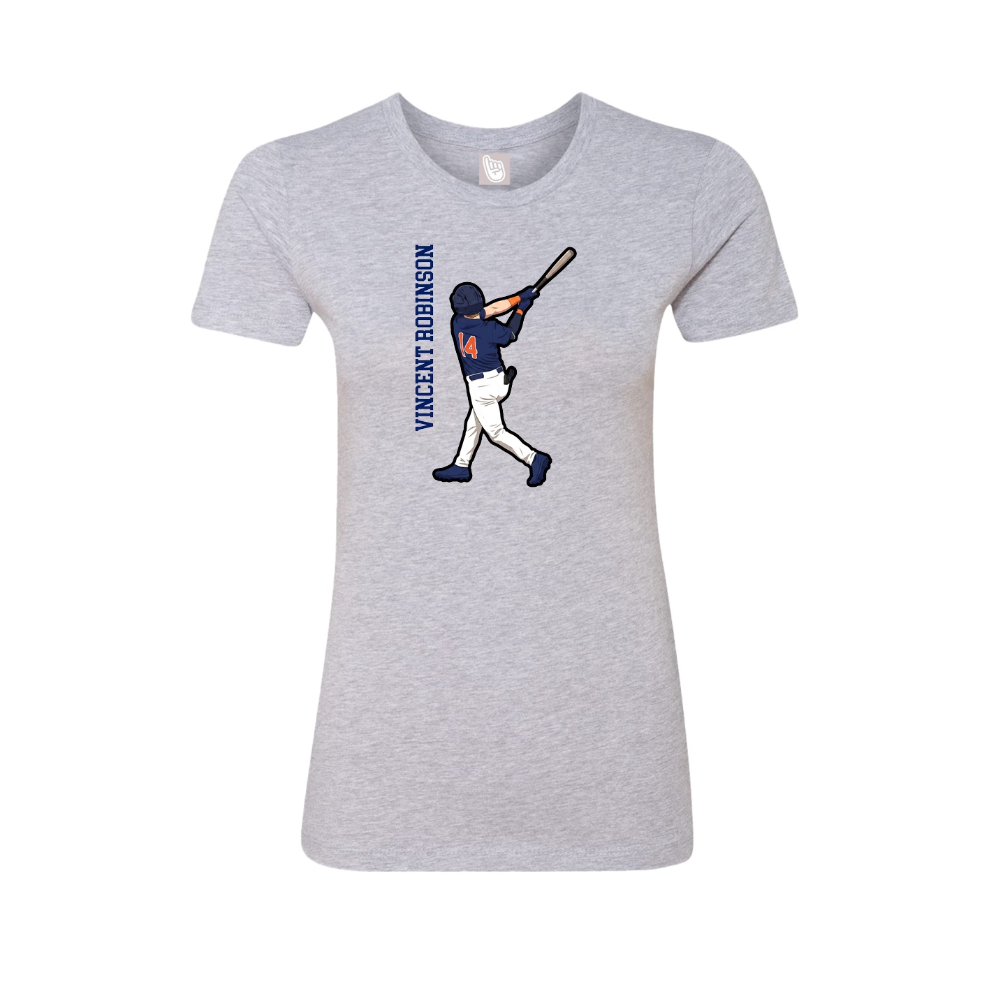 Fitted Women's Tee — Name Vertical in Grey