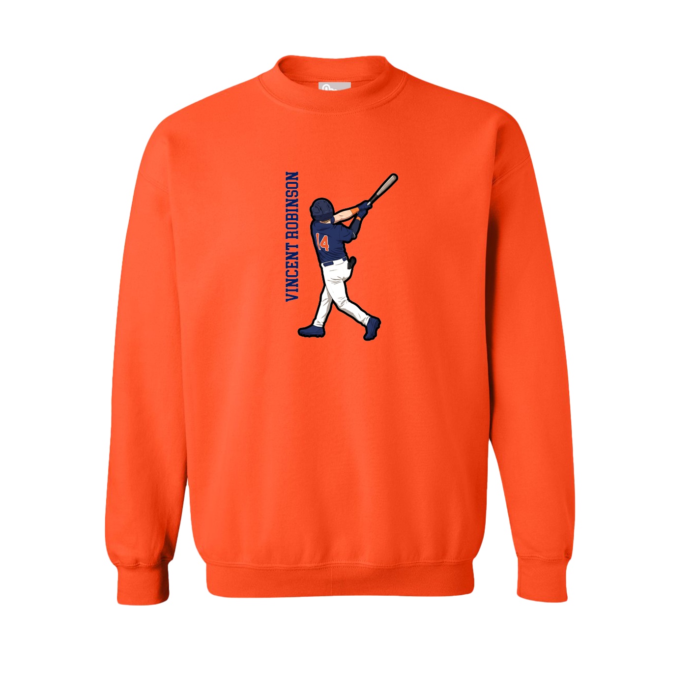 Fleece Crew — Name Vertical in Orange