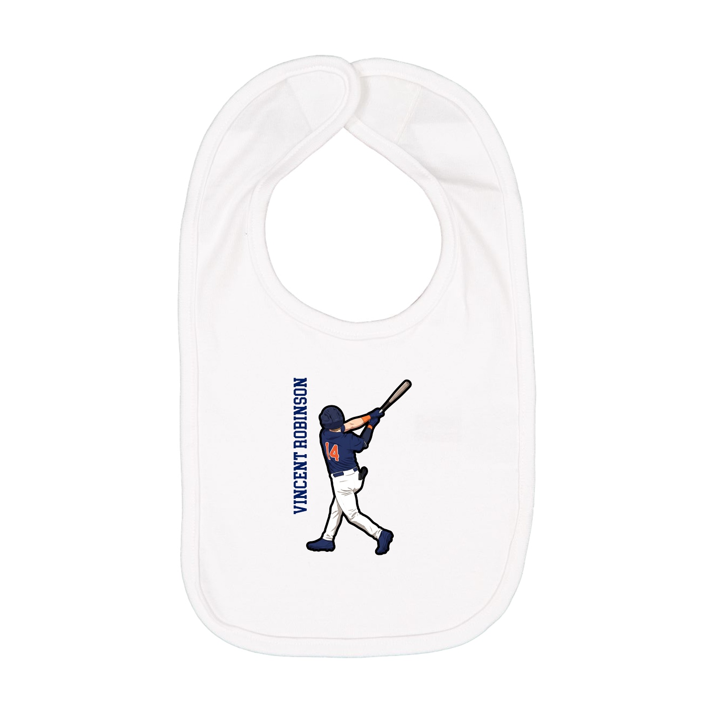 Infant Bib — Name Vertical in White
