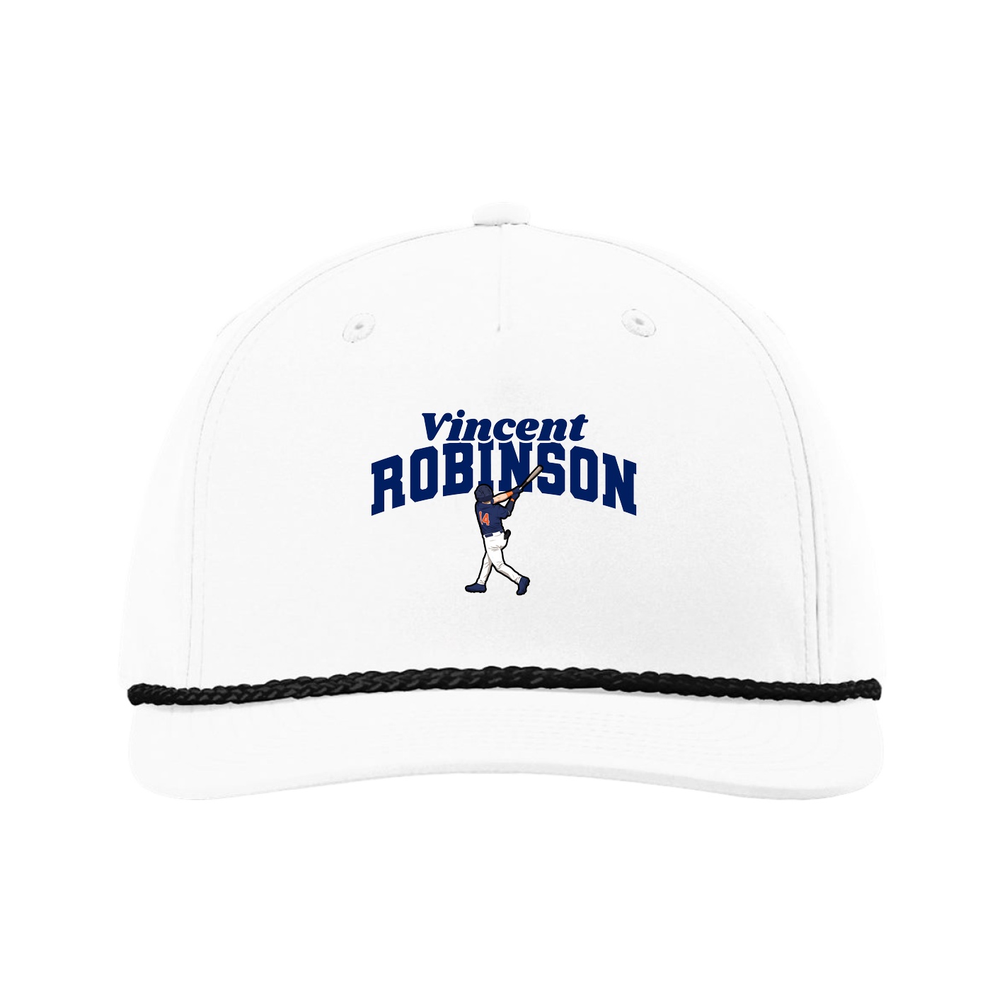 Five-Panel Classic Rope Cap — Signature Arch in White