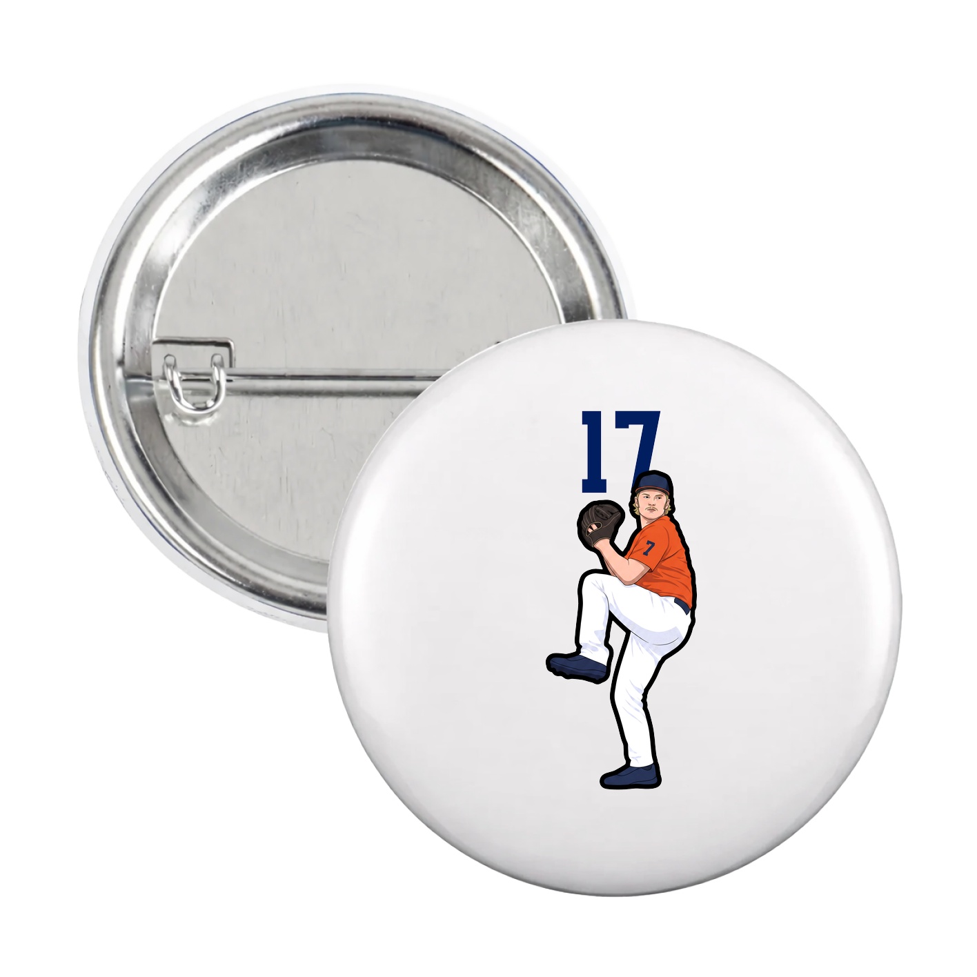 Game Day Button — Number Top in White