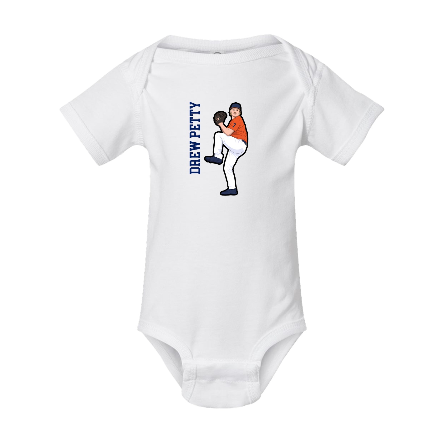 Baby Onesie — Name Vertical in White