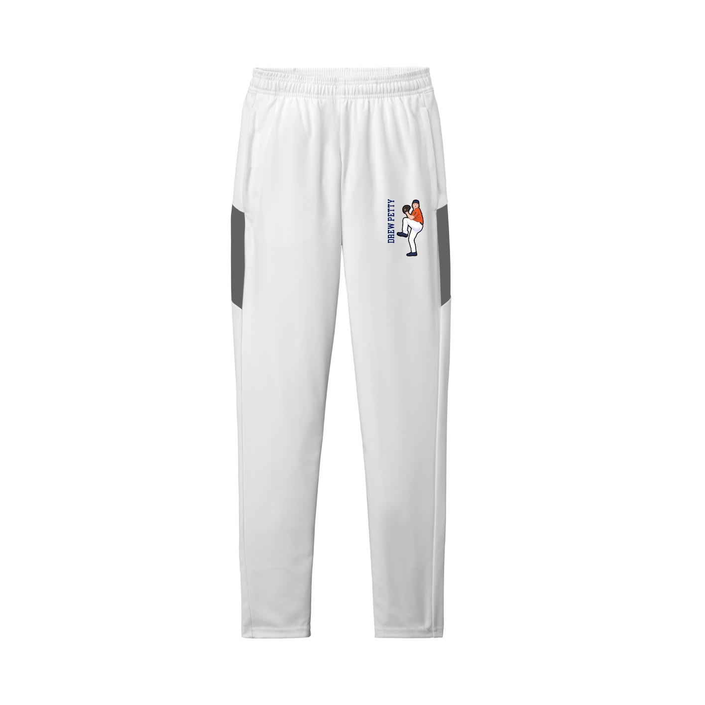 Team Travel Pant — Name Vertical in White/Grey