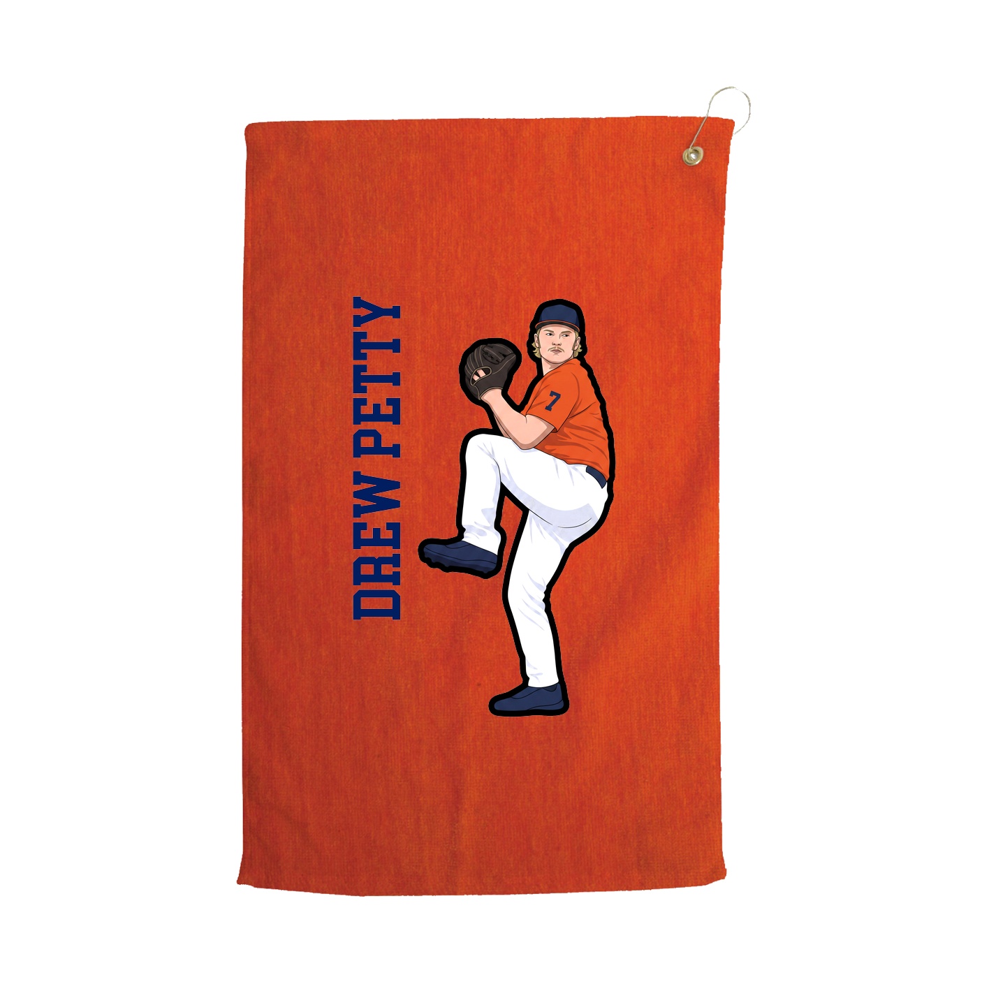 Golf Towel — Name Vertical in Orange
