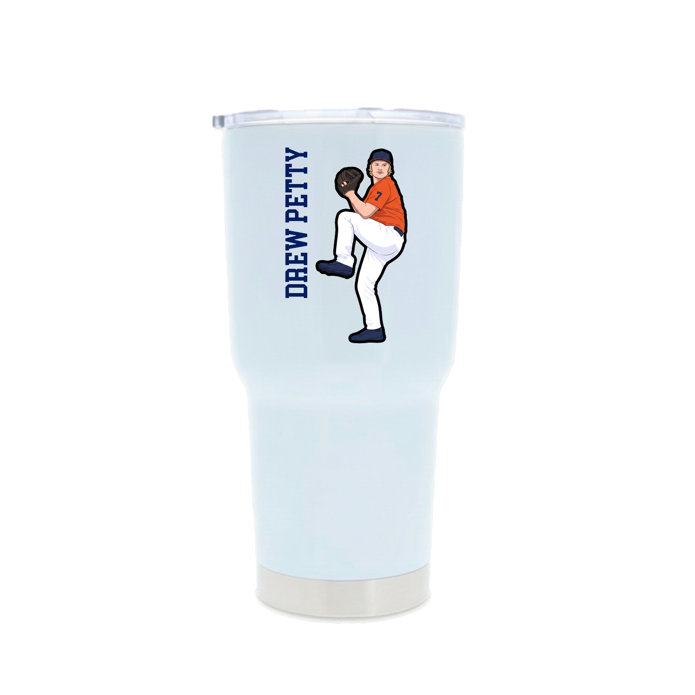 30oz Stainless Steel Tumbler — Name Vertical in White