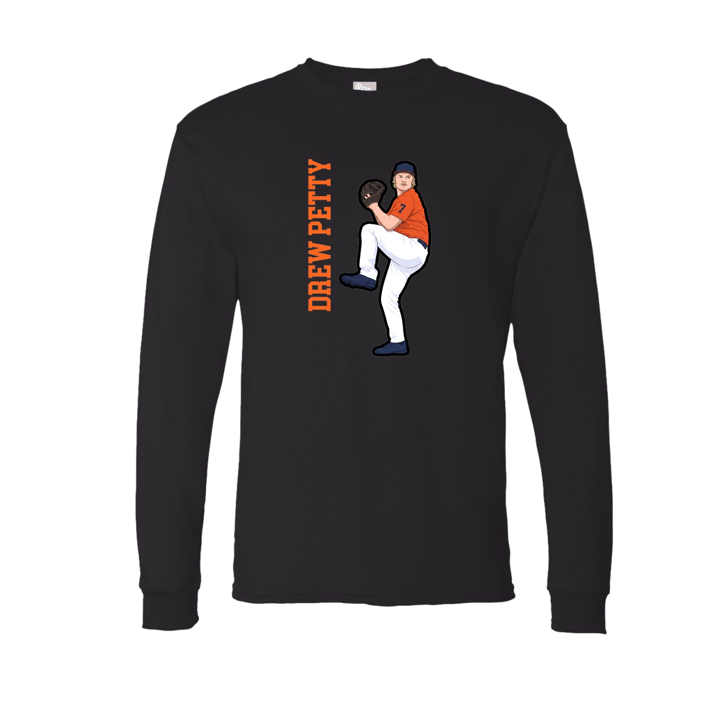 Long Sleeve Tee — Name Vertical in Black
