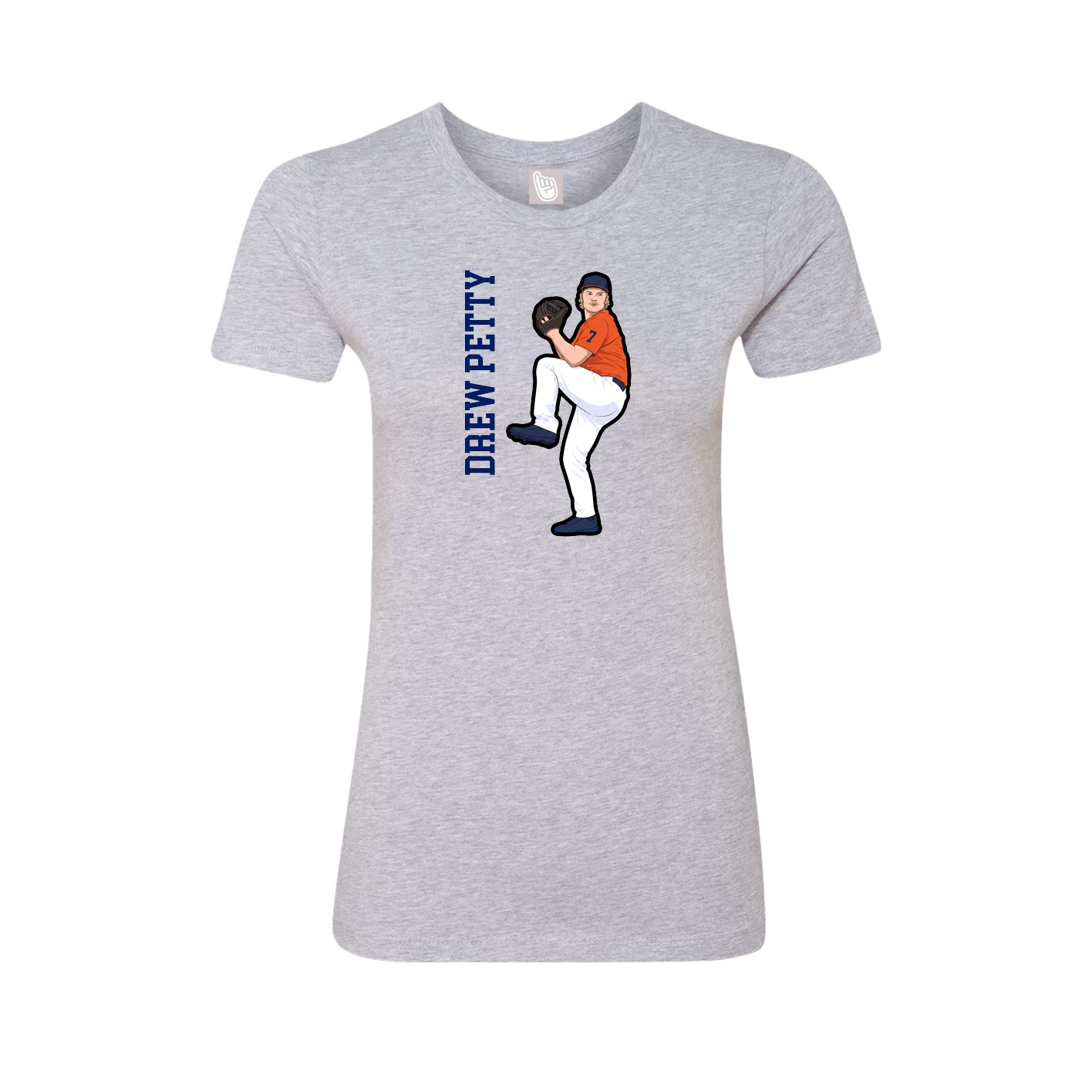 Fitted Women's Tee — Name Vertical in Grey
