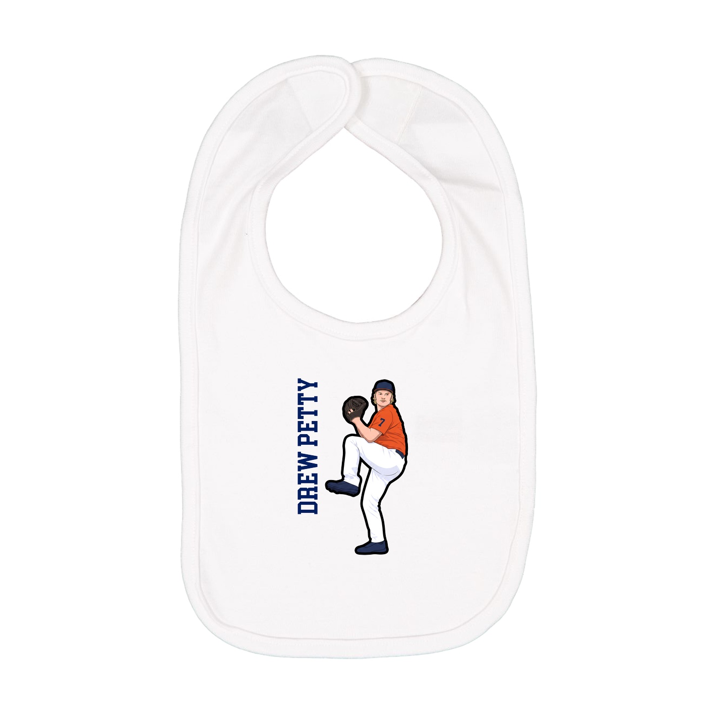 Infant Bib — Name Vertical in White