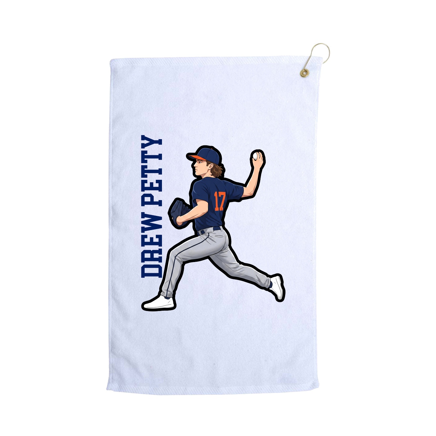 Golf Towel — Name Vertical in White