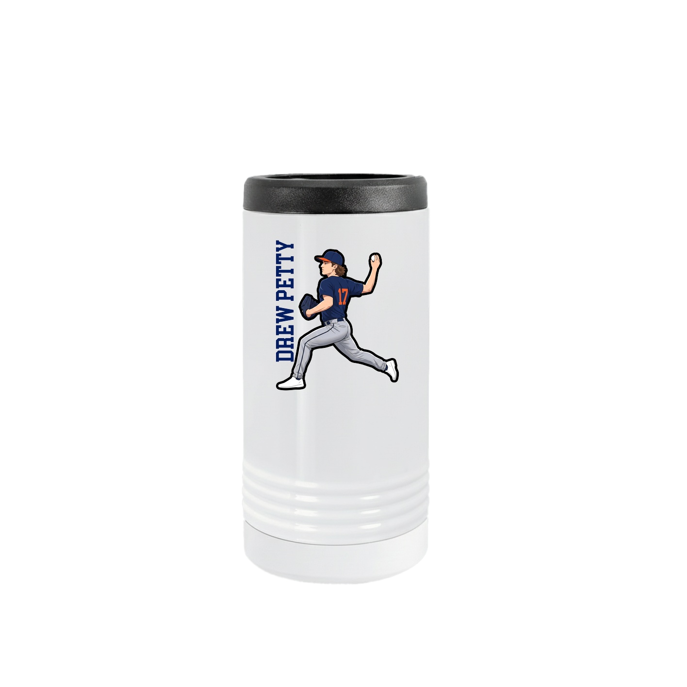 Slim Beverage Holder — Name Vertical in White
