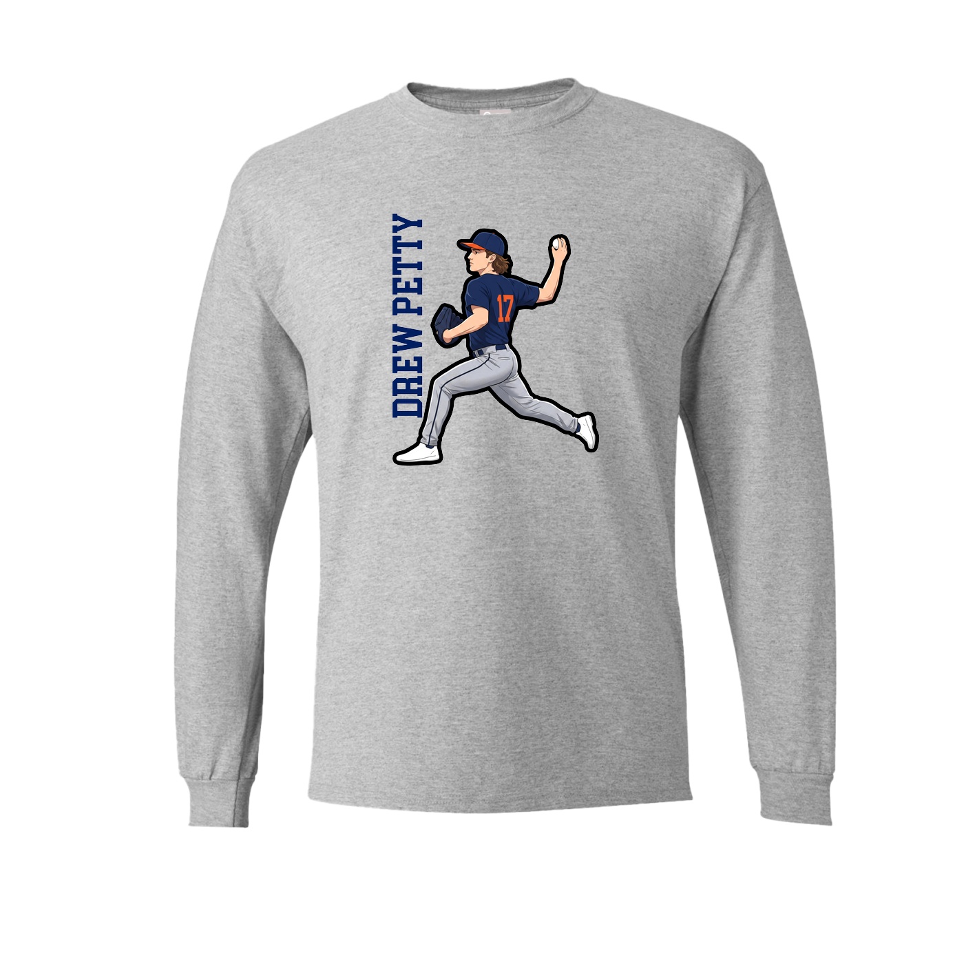 Long Sleeve Tee — Name Vertical in Grey