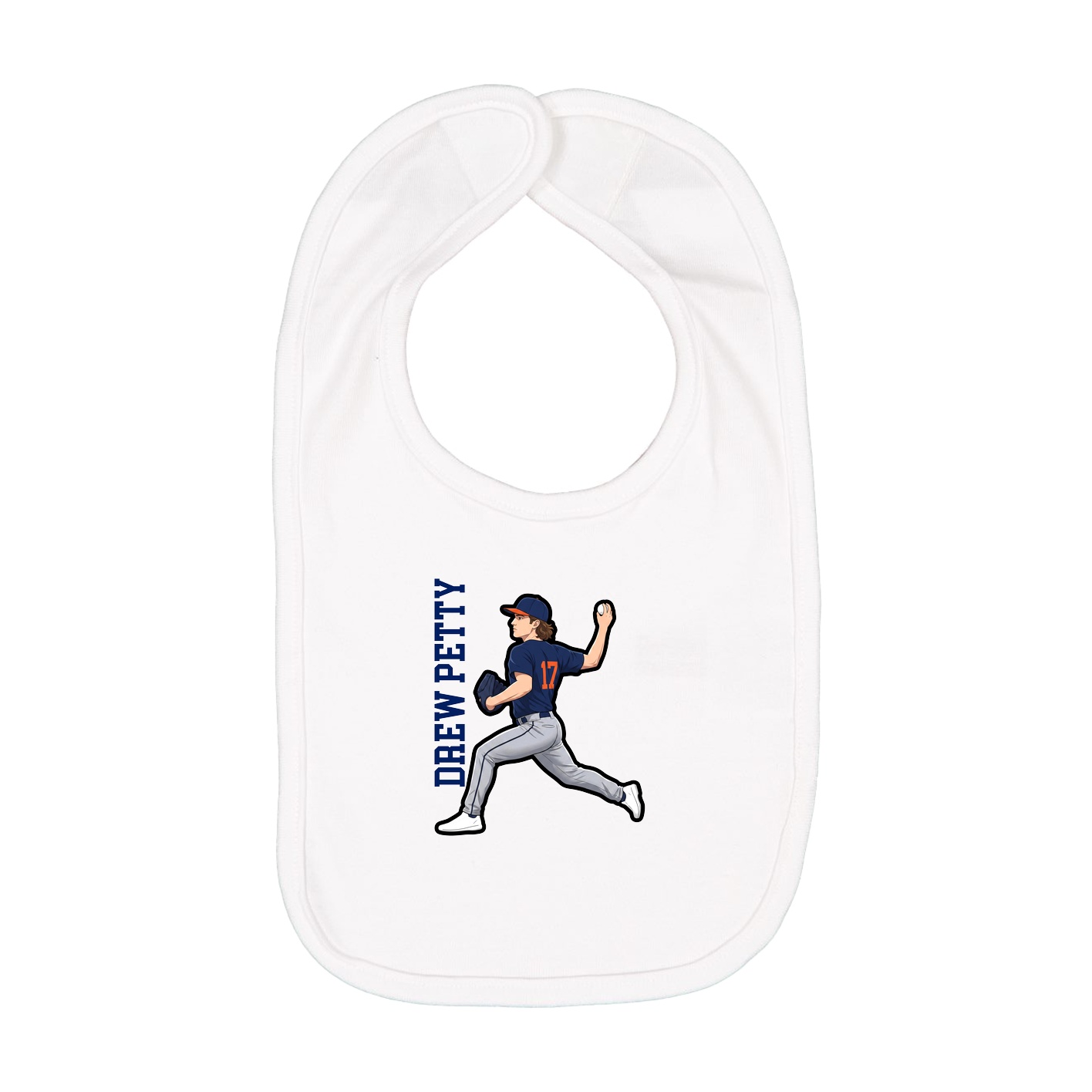 Infant Bib — Name Vertical in White
