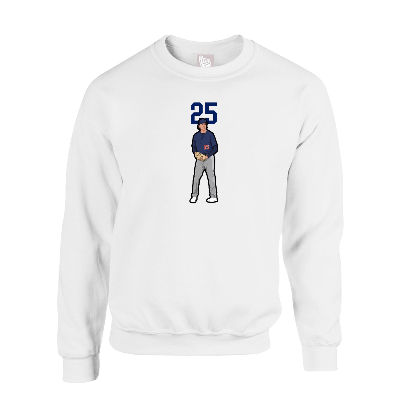 Fleece Crew — Number Top in White