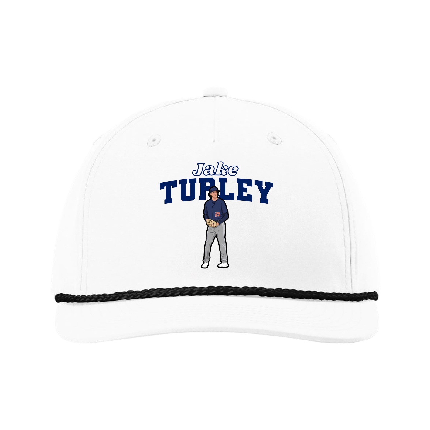 Five-Panel Classic Rope Cap — Name Arch in White