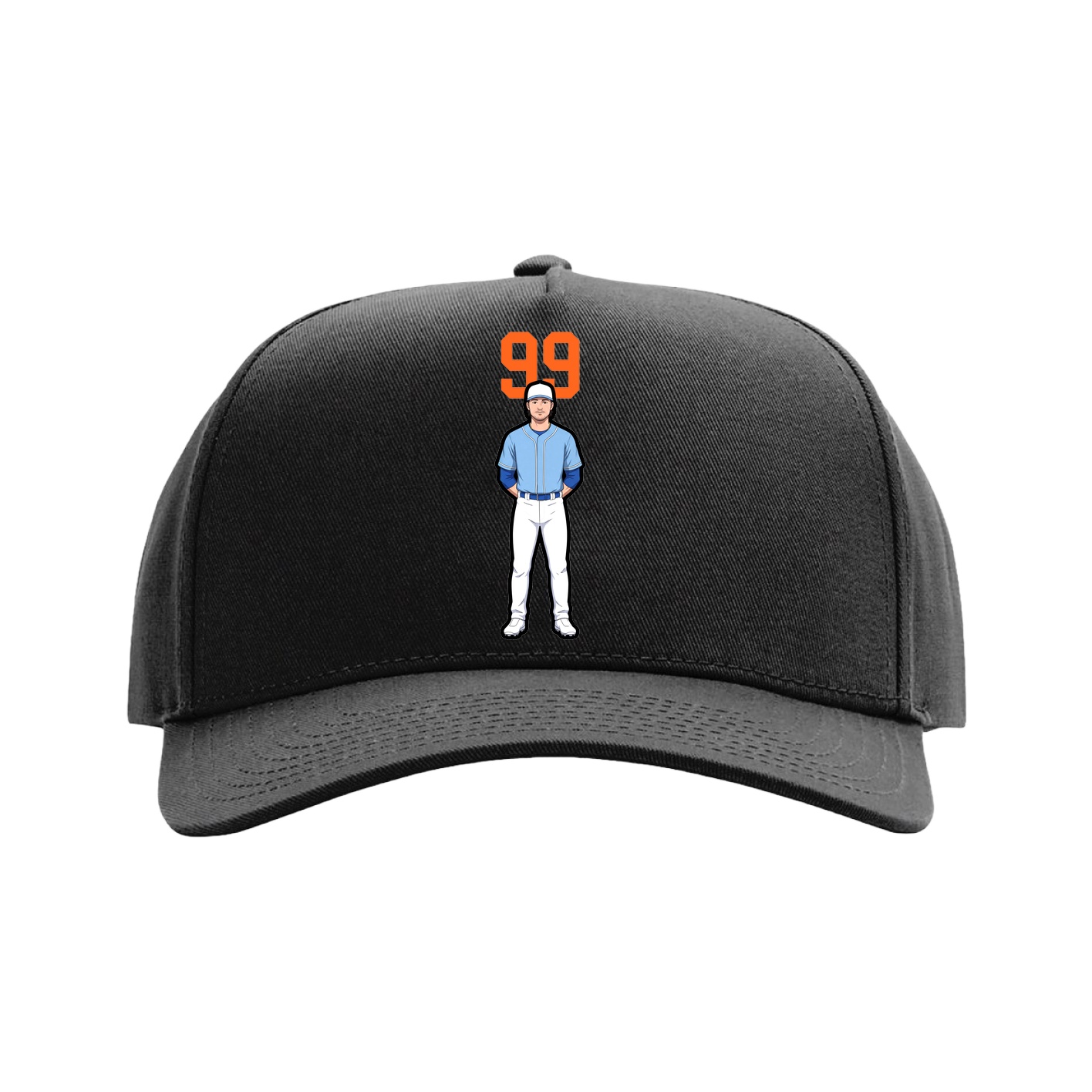 Full Fabric Five-Panel Champ Cap — Number Top in Black