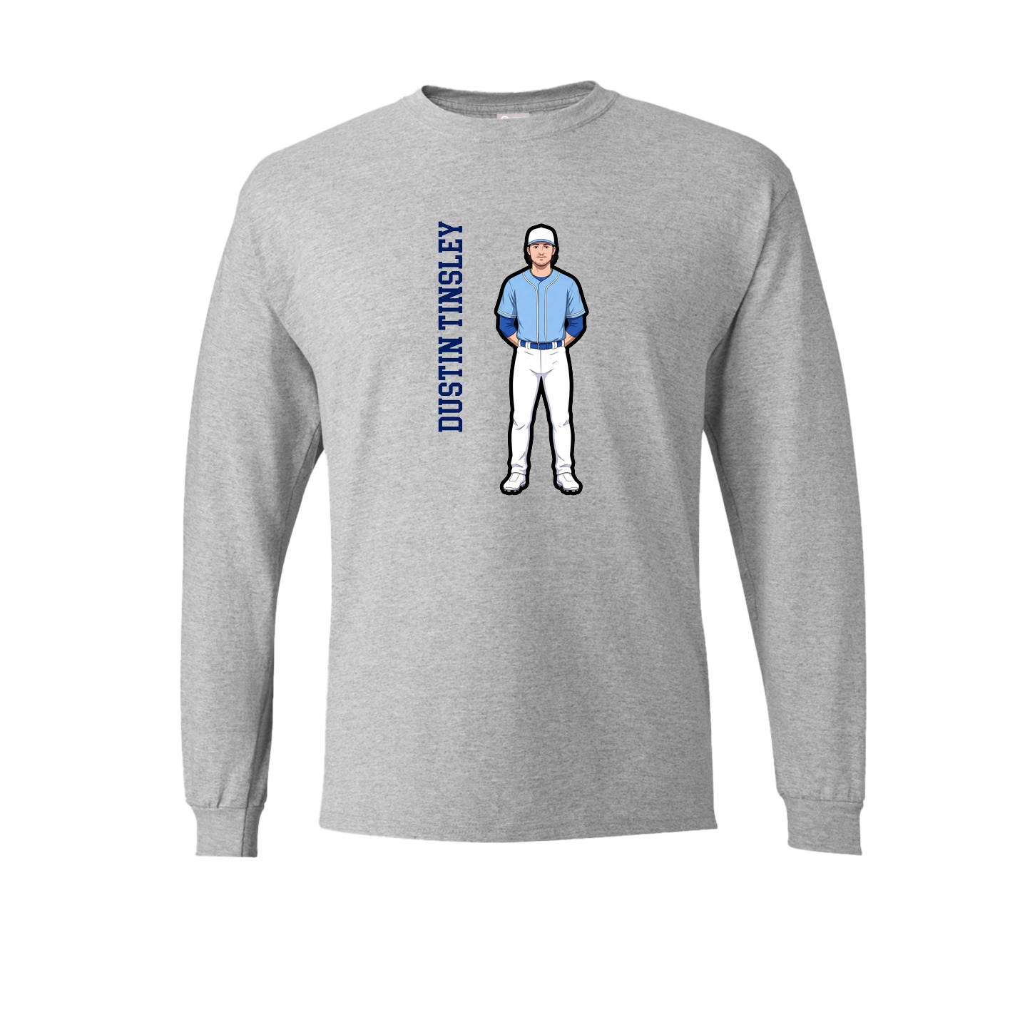 Long Sleeve Tee — Name Vertical in Grey