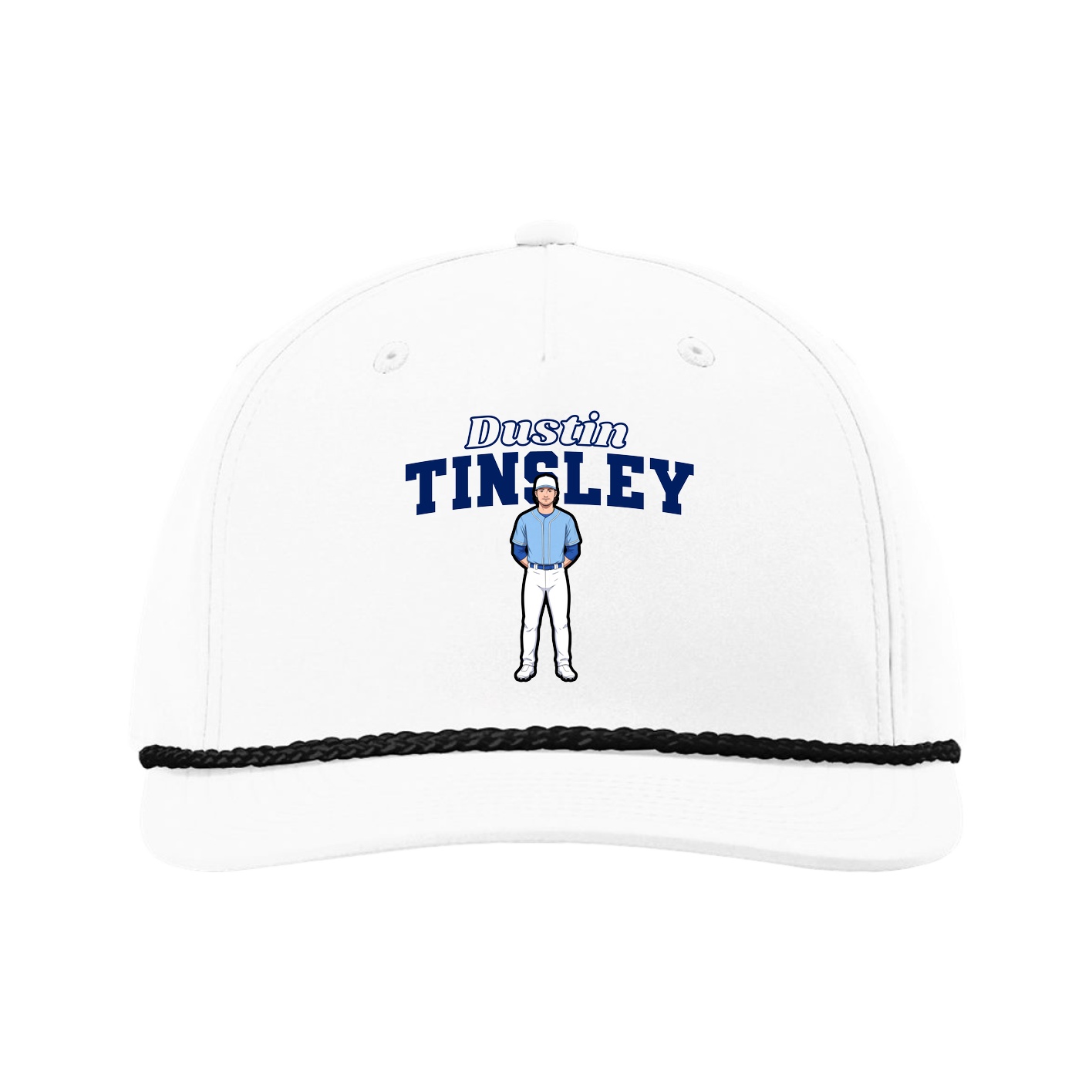 Five-Panel Classic Rope Cap — Name Arch in White