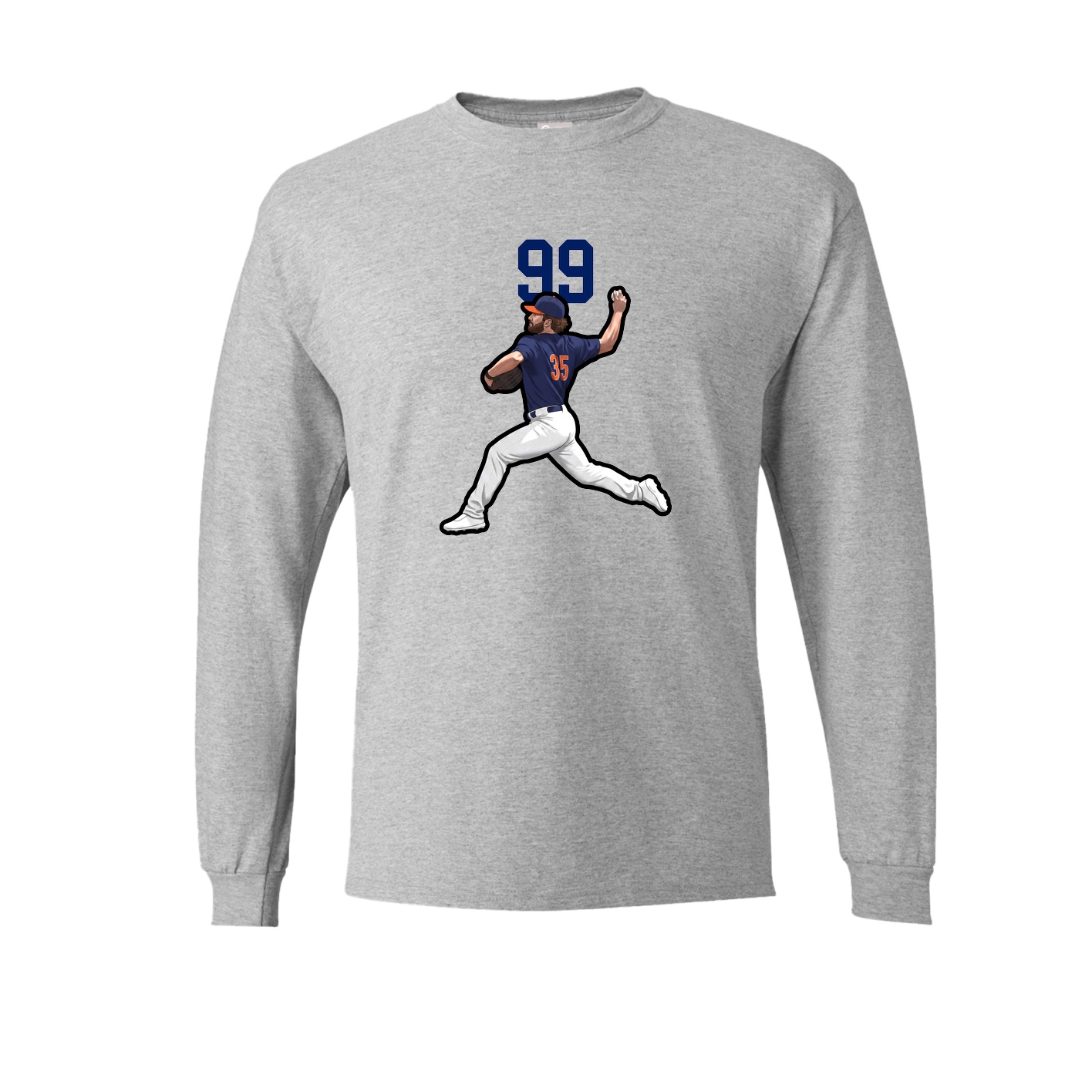 Long Sleeve Tee — Number Top in Grey