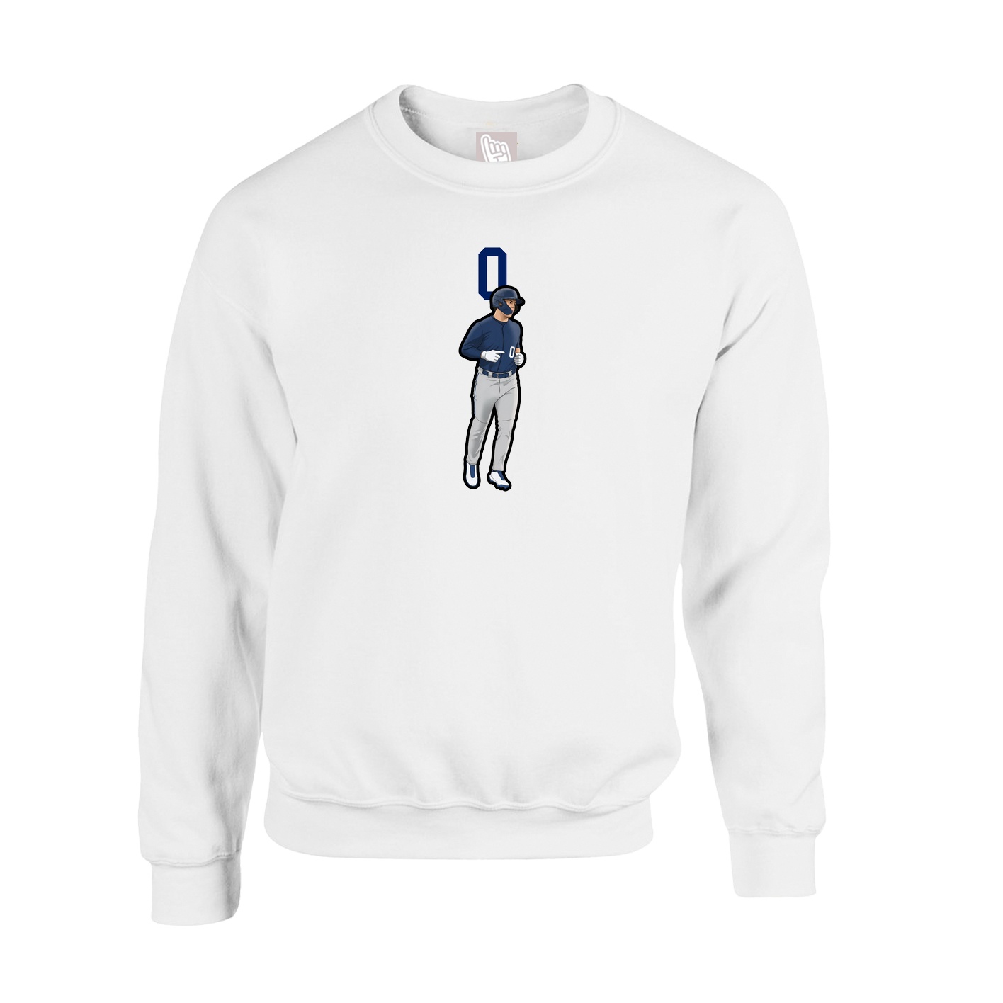 Fleece Crew — Number Top in White