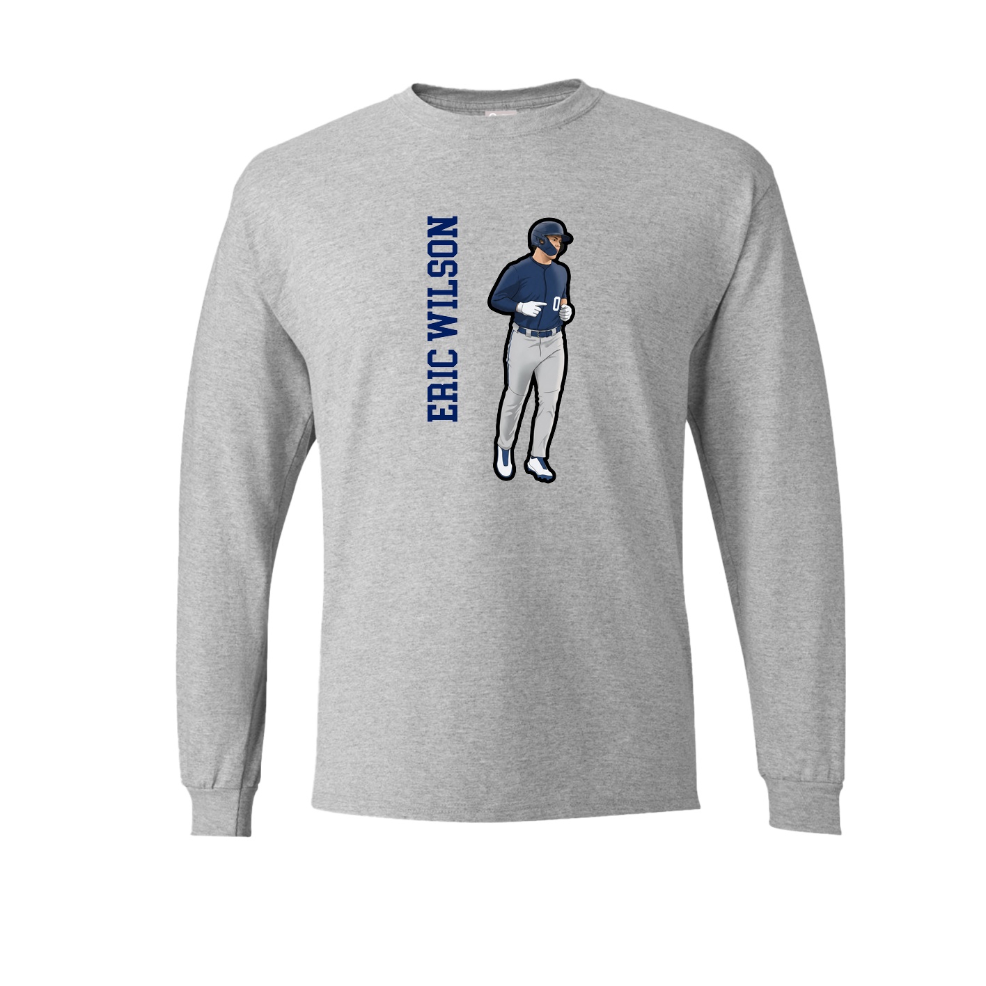 Long Sleeve Tee — Name Vertical in Grey
