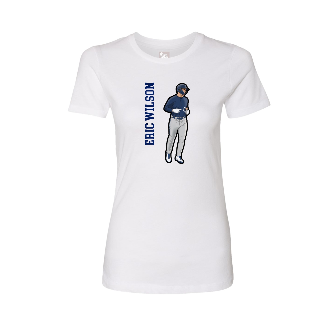 Fitted Women's Tee — Name Vertical in White