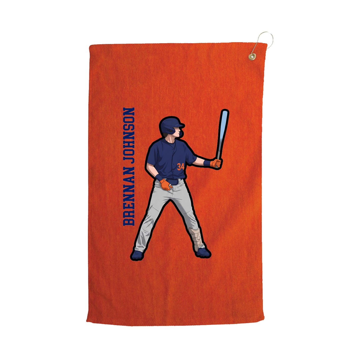 Golf Towel — Name Vertical in Orange
