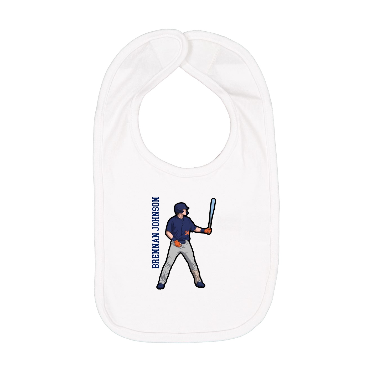 Infant Bib — Name Vertical in White