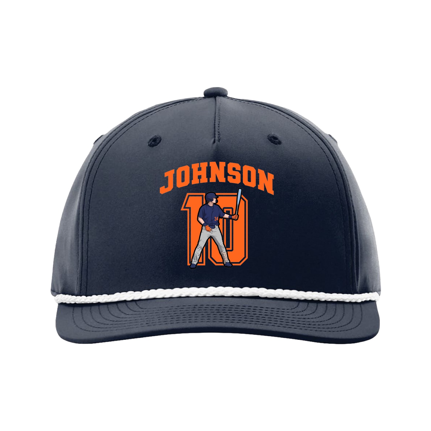 Five-Panel Classic Rope Cap — Number in Navy