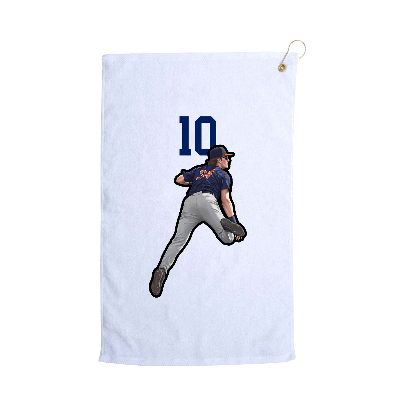 Golf Towel — Number Top in White