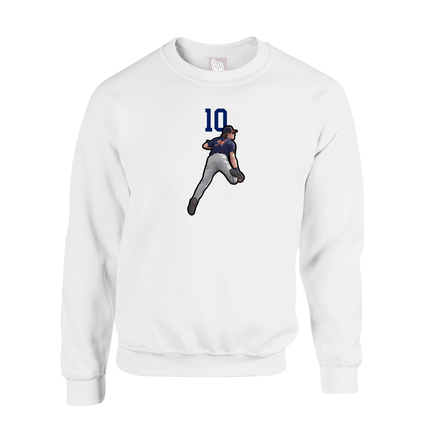 Fleece Crew — Number Top in White