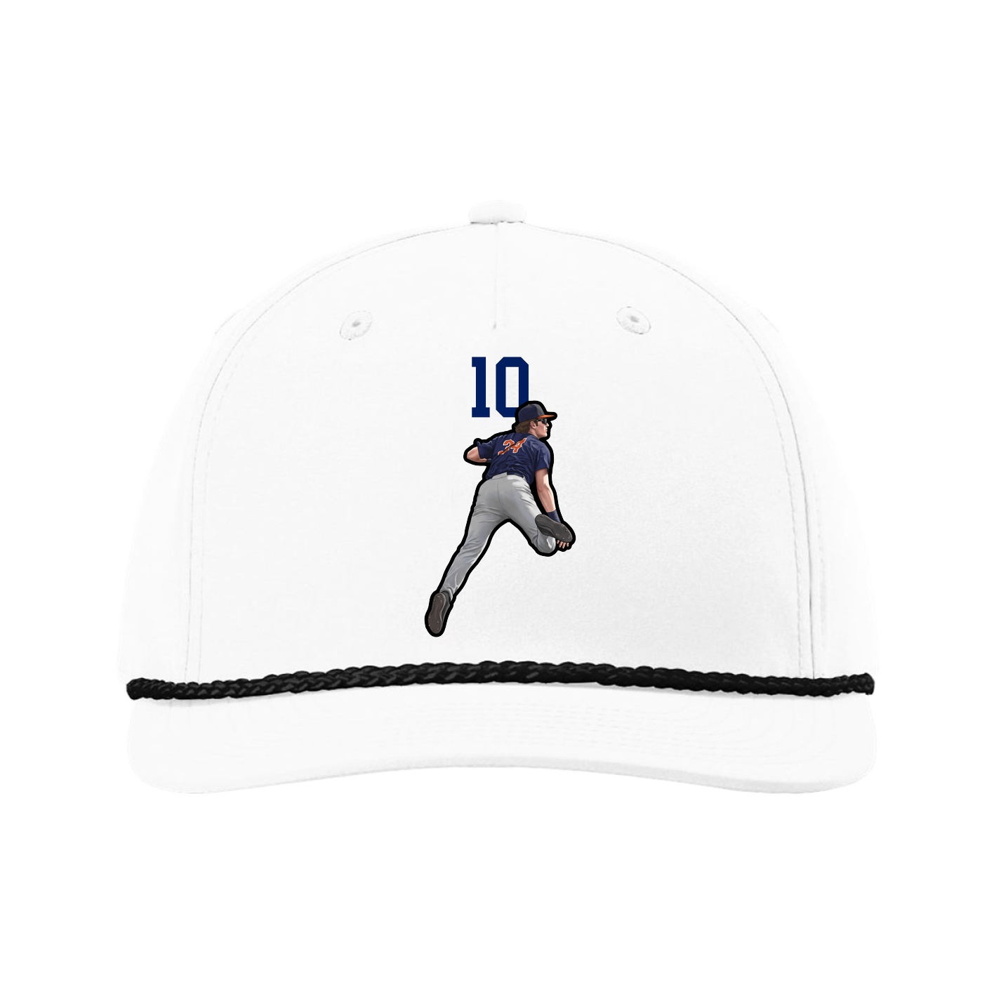 Five-Panel Classic Rope Cap — Number Top in White