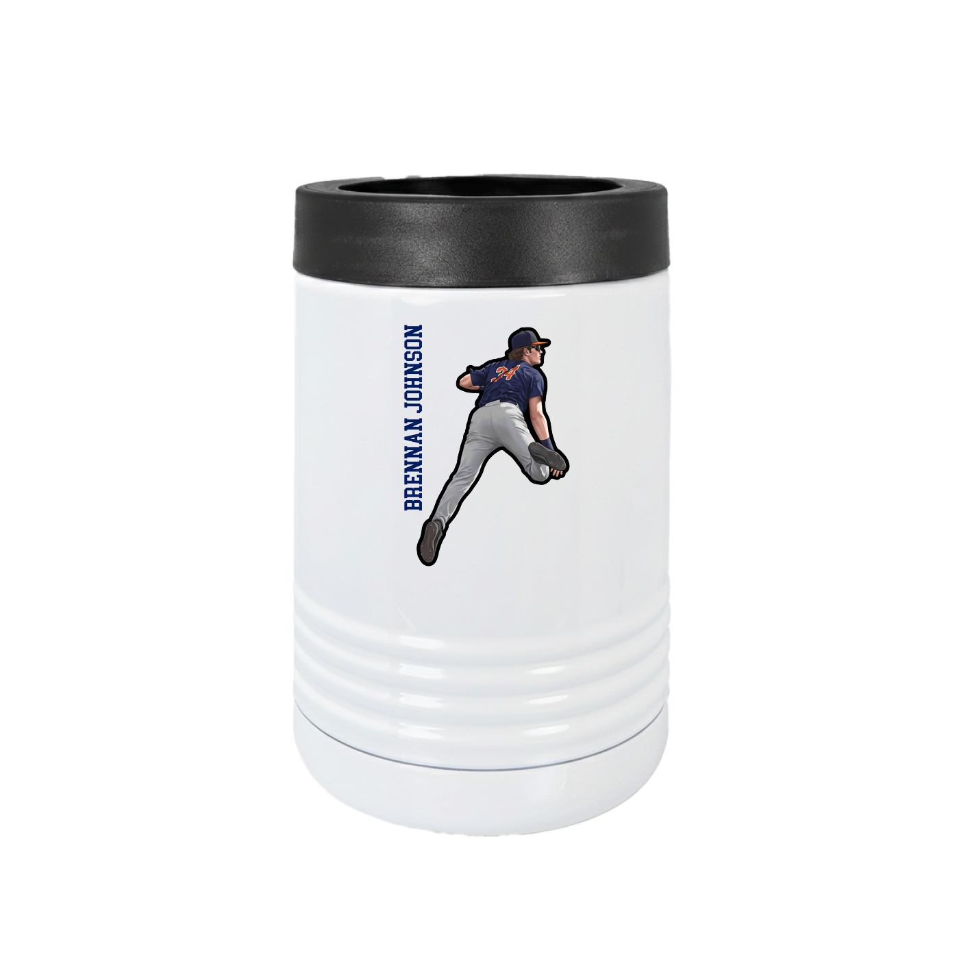 Beverage Holder — Name Vertical in White