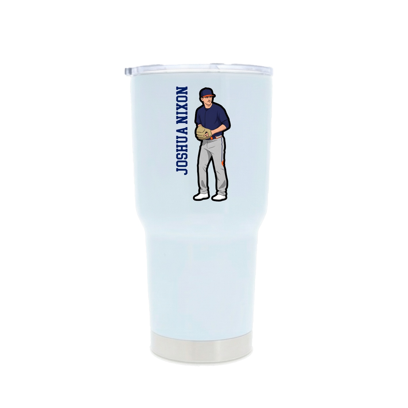 30oz Stainless Steel Tumbler — Name Vertical in White
