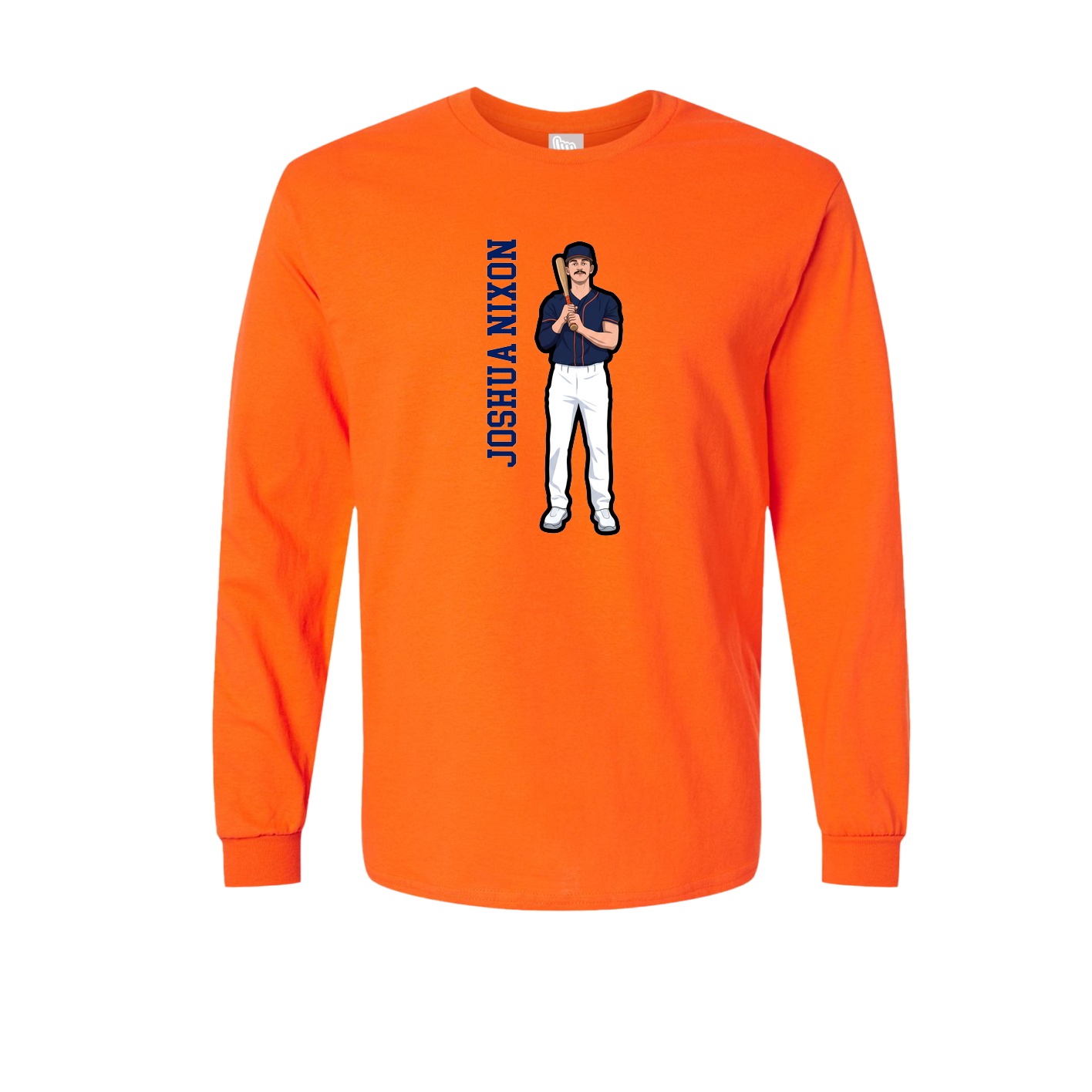 Long Sleeve Tee — Name Vertical in Orange