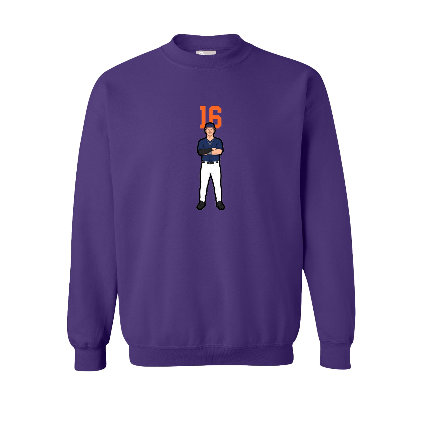 Fleece Crew — Number Top in Purple