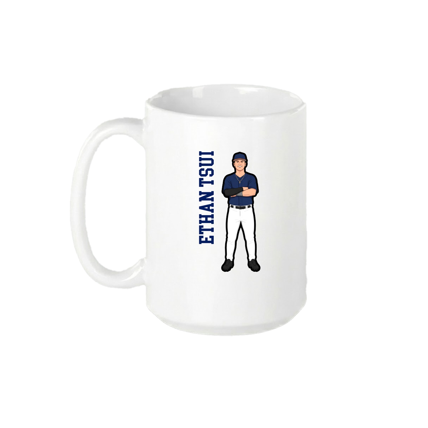 15oz Coffee Mug — Name Vertical in White