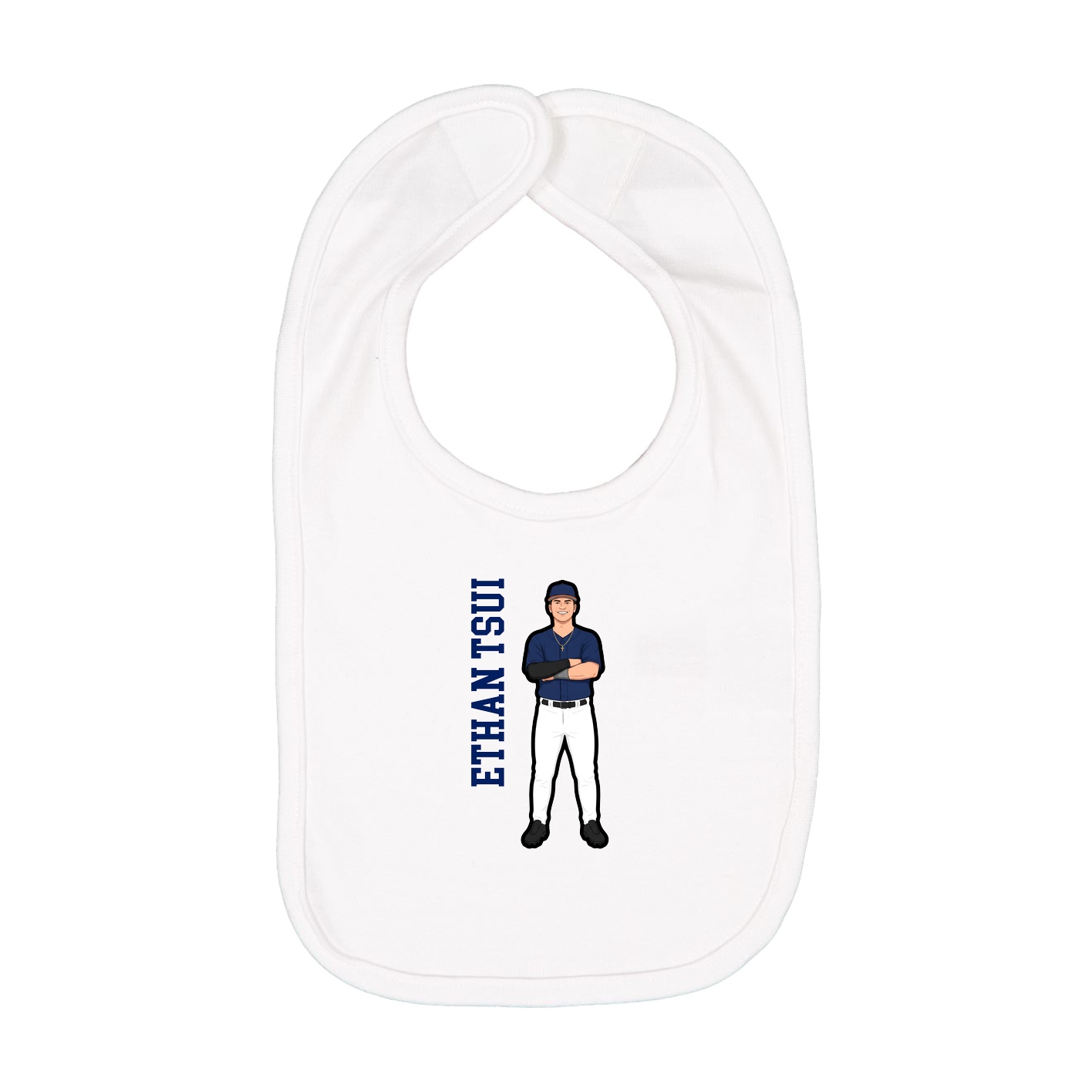 Infant Bib — Name Vertical in White