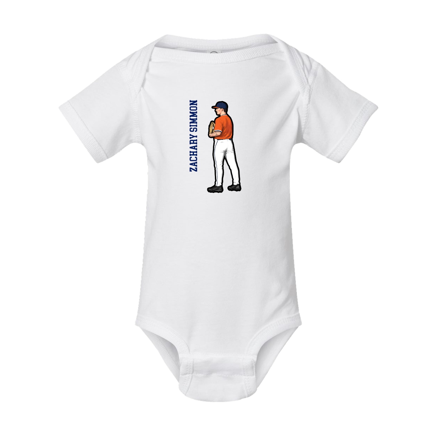 Baby Onesie — Name Vertical in White