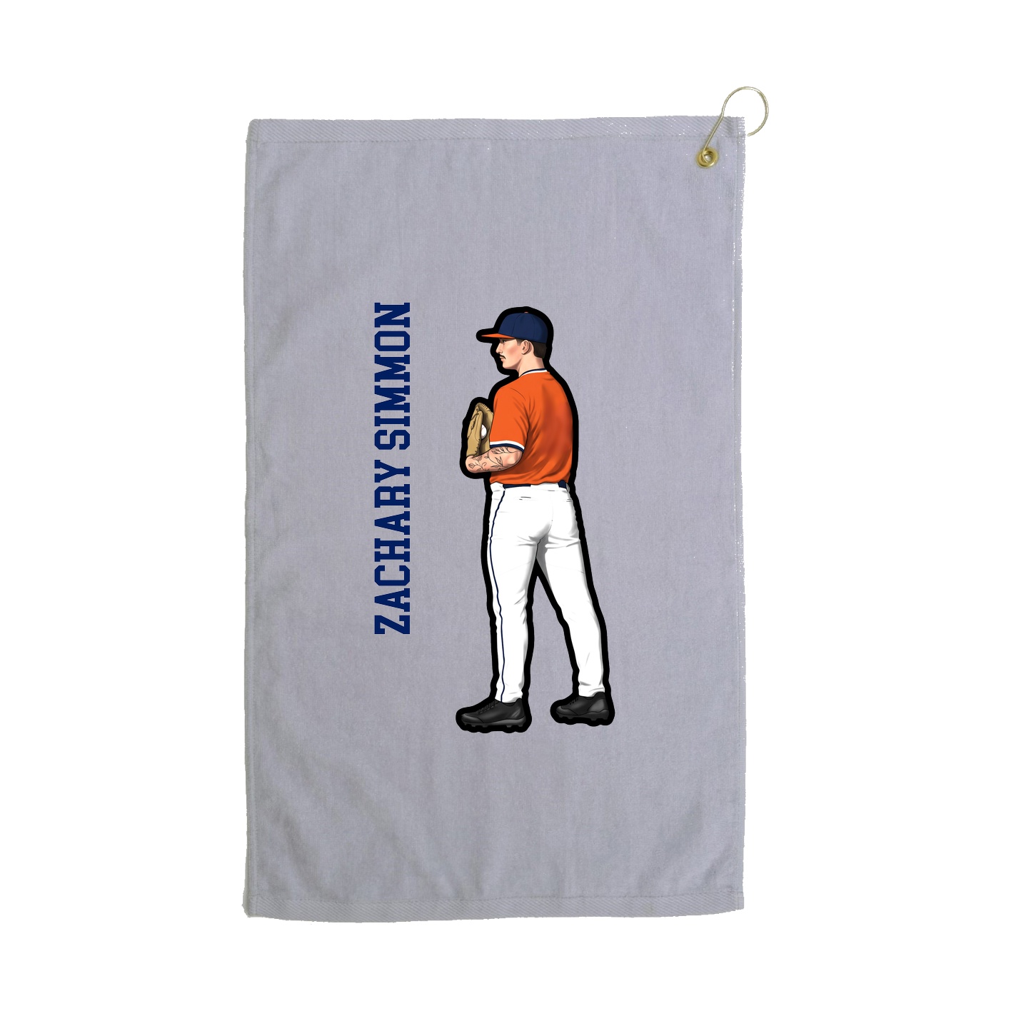 Golf Towel — Name Vertical in Grey