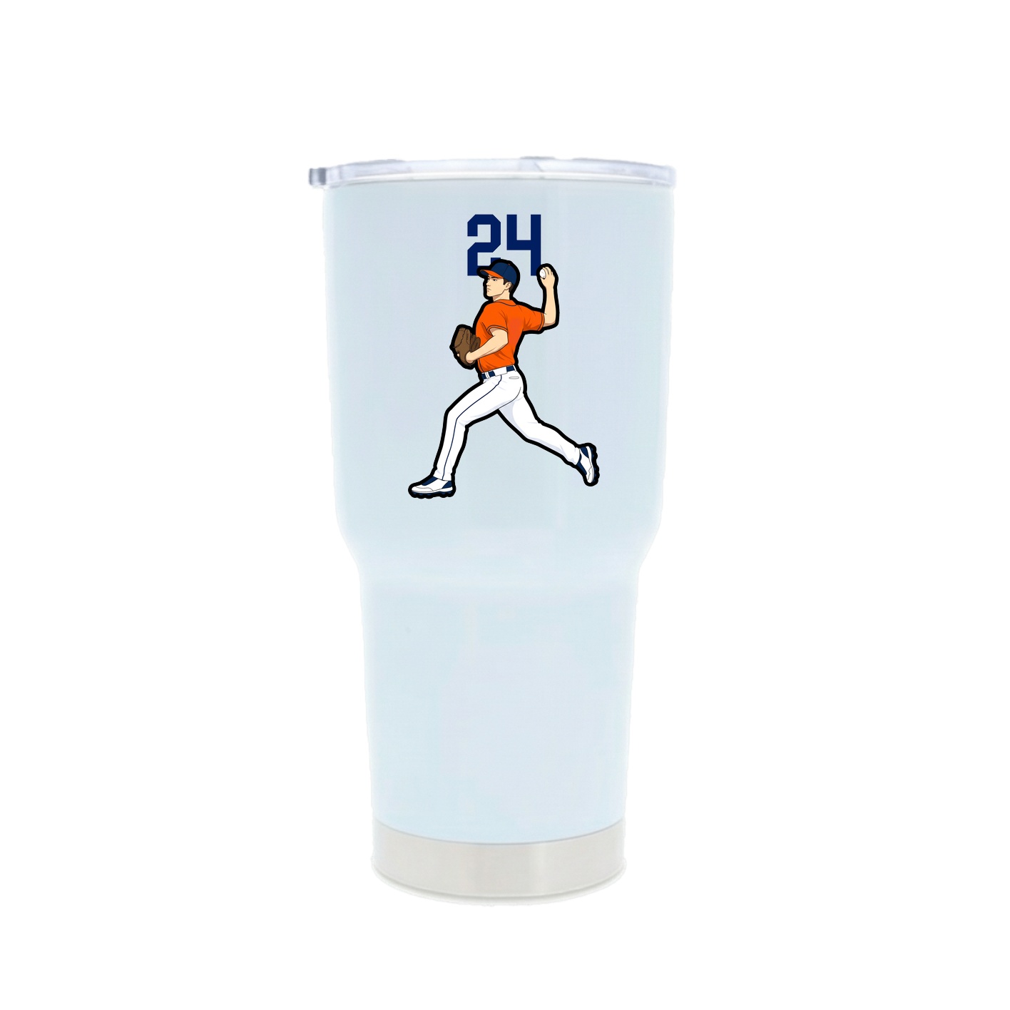 30oz Stainless Steel Tumbler — Number Top in White