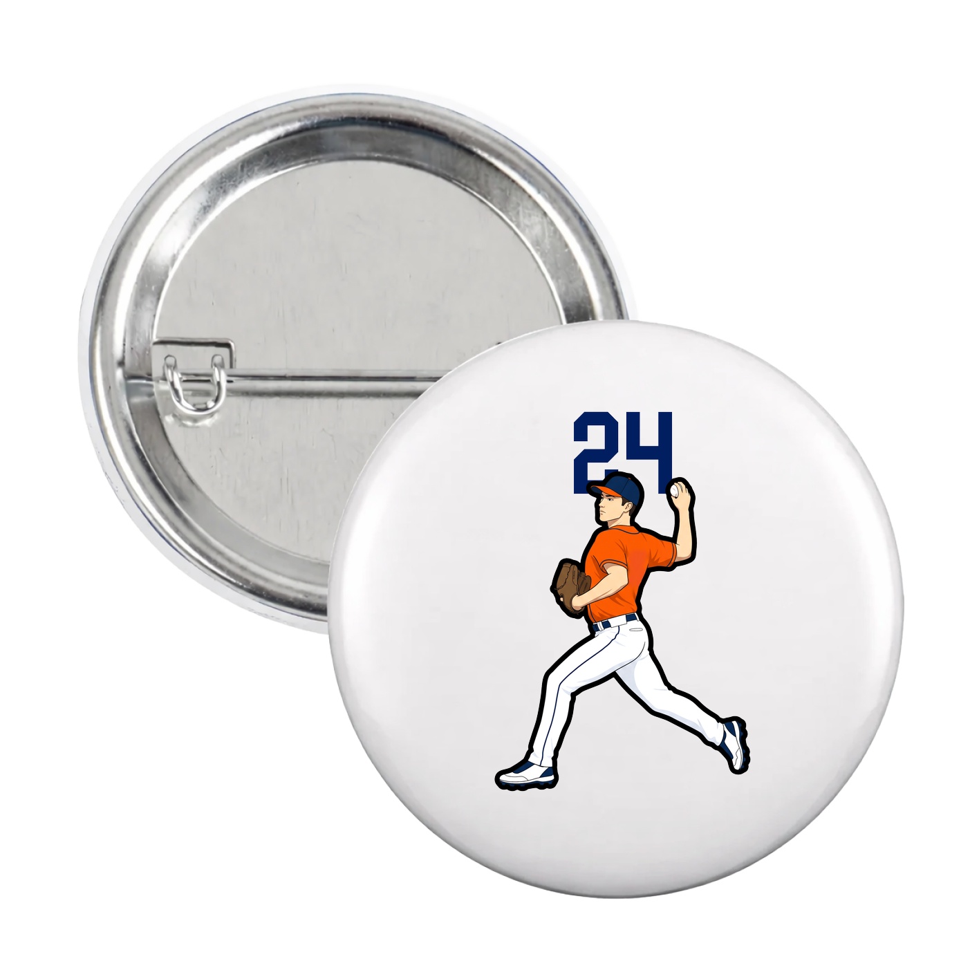 Game Day Button — Number Top in White